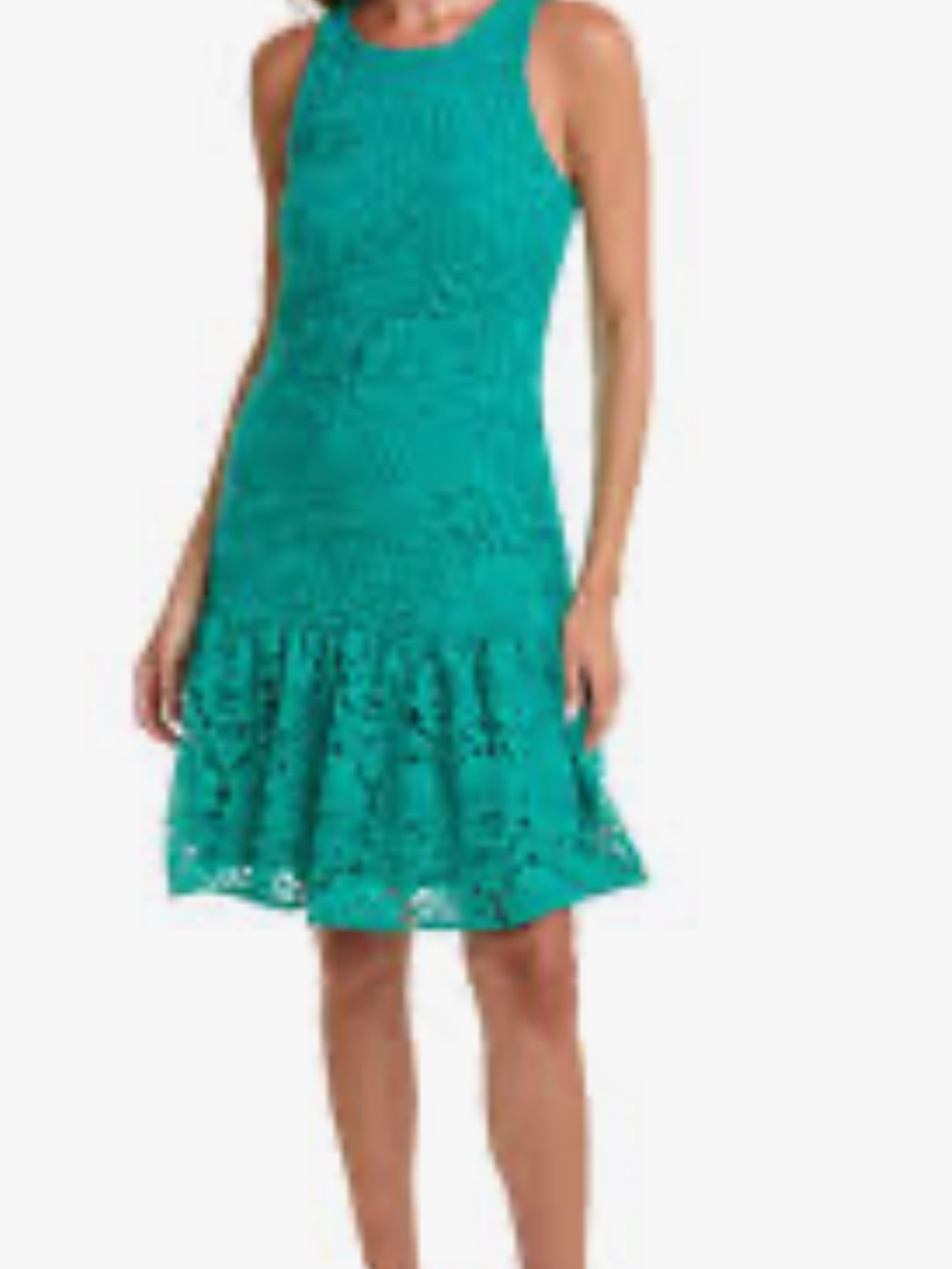 julia jordan Teal Lace Ruffle-Hem Mini Dress